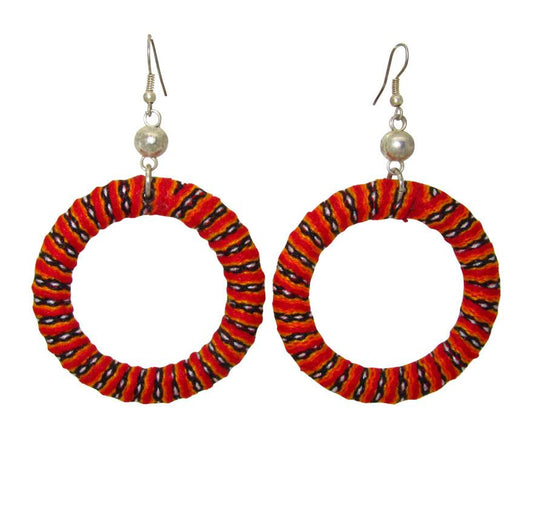 Odisya- Red Inca Woven Hoops